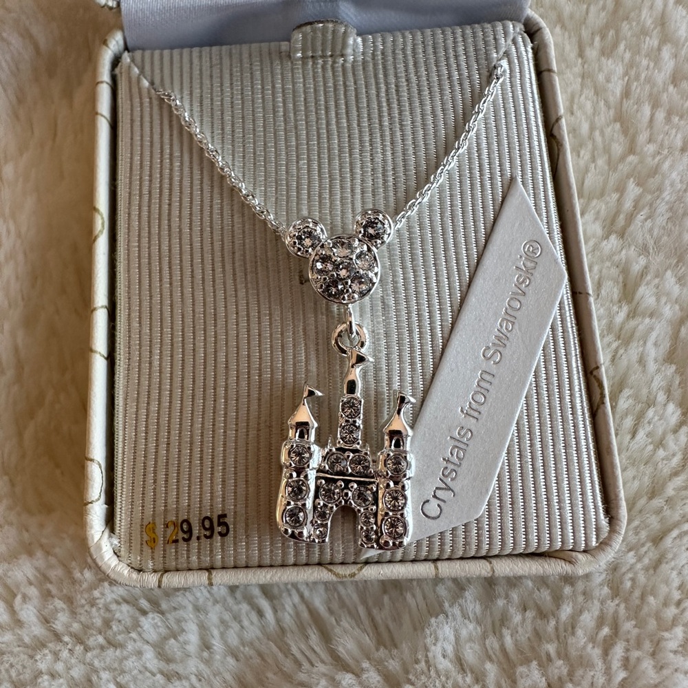 Silver Disney Castle Crystal Necklace